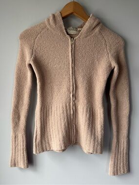 (S) Cafebrand teddy Hooded cream Zip Sweater -